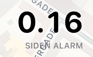 Stort ur der viser 0.16 med teksten SIDEN ALARM under.